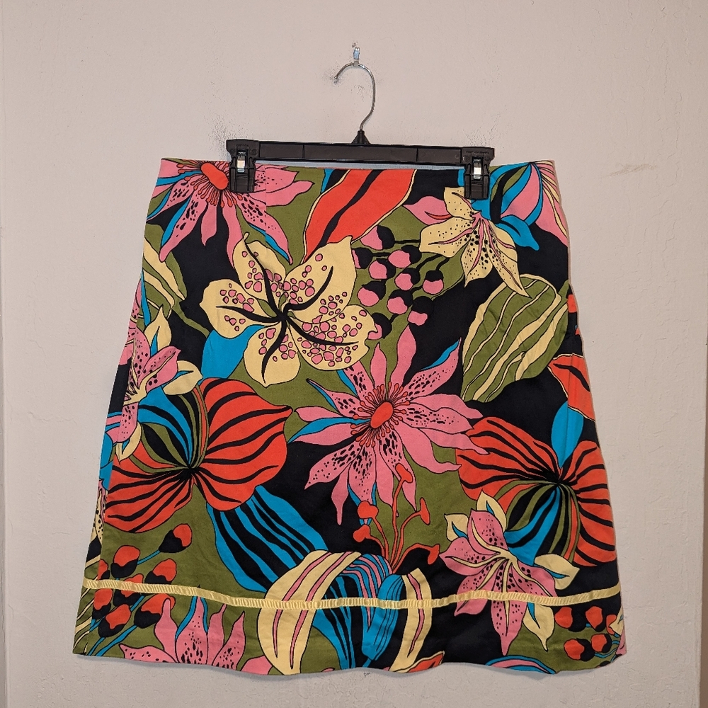 Russell Kemp New York Floral Colorful Skirt Side Zipper Size 16
